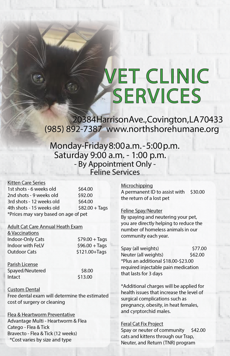 Clinic Prices | Northshore Humane Society