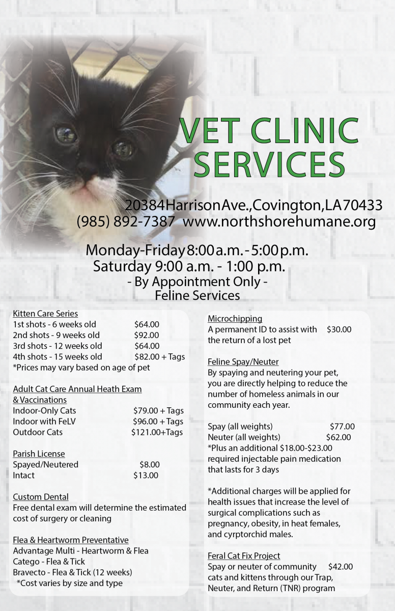 Clinic Prices | Northshore Humane Society Clinic Prices | Northshore Humane Society